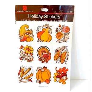 NEW 80s Vintage Autumn Thanksgiving‎ Stickers 4 sheets American Greetings